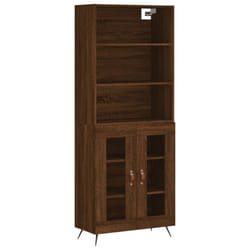 vidaXL Highboard Sideboard Storage Cabinet Cupboard Cabinet Engineered Wood - brown oak, 2 glass doors