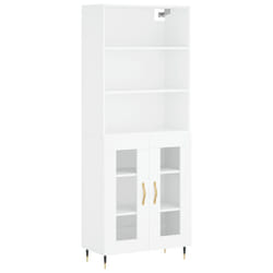 vidaXL Highboard Sideboard Storage Cabinet High Gloss White Engineered Wood - white, 2 glass doors