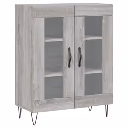 vidaXL Highboard Sideboard Cupboard Side Cabinet Grey Sonoma Engineered Wood - grey sonoma, 2 glass doors - Additional view 6