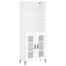 vidaXL Highboard Sideboard Storage Cabinet High Gloss White Engineered Wood - white, 2 glass doors
