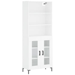 vidaXL Highboard Sideboard Storage Cabinet High Gloss White Engineered Wood - white, 2 glass doors
