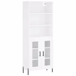 vidaXL Highboard Sideboard Storage Cabinet Home Side Cabinet Engineered Wood - white, 2 glass doors