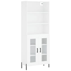 vidaXL Highboard Sideboard Storage Cabinet Home Side Cabinet Engineered Wood - white, 2 glass doors