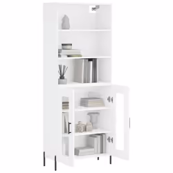 vidaXL Highboard Sideboard Storage Cabinet Home Side Cabinet Engineered Wood - white, 2 glass doors