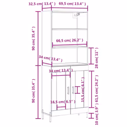 vidaXL Highboard Sideboard Storage Cabinet Home Side Cabinet Engineered Wood - white, 2 glass doors