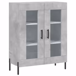 vidaXL Highboard Sideboard Storage Cabinet Home Side Cabinet Engineered Wood - concrete grey, 2 glass doors - Additional view 6