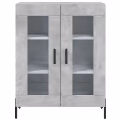 vidaXL Highboard Sideboard Storage Cabinet Home Side Cabinet Engineered Wood - concrete grey, 2 glass doors - Additional view 7