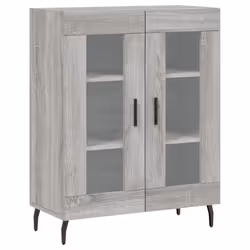 vidaXL Highboard Sideboard Storage Cabinet High Gloss White Engineered Wood - grey sonoma, 2 glass doors - Additional view 6
