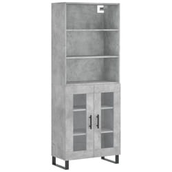 vidaXL Highboard Sideboard Storage Cabinet High Gloss White Engineered Wood - concrete grey, 2 glass doors