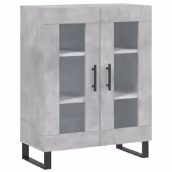 vidaXL Highboard Sideboard Storage Cabinet High Gloss White Engineered Wood - concrete grey, 2 glass doors - Additional view 6