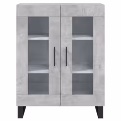 vidaXL Highboard Sideboard Storage Cabinet High Gloss White Engineered Wood - concrete grey, 2 glass doors - Additional view 7