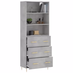 vidaXL Highboard Sideboard Cupboard Side Cabinet Grey Sonoma Engineered Wood - concrete grey, 3 drawers - Additional view 2