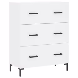 vidaXL Highboard Sideboard Storage Cabinet High Gloss White Engineered Wood - white, 3 drawers - Additional view 6