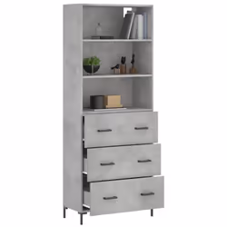 vidaXL Highboard Sideboard Storage Cabinet High Gloss White Engineered Wood - concrete grey, 3 drawers - Additional view 2