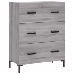 vidaXL Highboard Sideboard Storage Cabinet High Gloss White Engineered Wood - grey sonoma, 3 drawers - Additional view 6