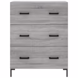 vidaXL Highboard Sideboard Storage Cabinet High Gloss White Engineered Wood - grey sonoma, 3 drawers - Additional view 7
