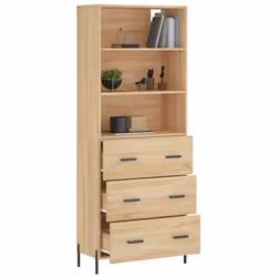 vidaXL Highboard Sideboard Storage Cabinet Home Side Cabinet Engineered Wood - sonoma oak, 3 drawers