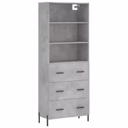 vidaXL Highboard Sideboard Storage Cabinet Home Side Cabinet Engineered Wood - concrete grey, 3 drawers
