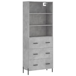 vidaXL Highboard Sideboard Storage Cabinet Home Side Cabinet Engineered Wood - concrete grey, 3 drawers