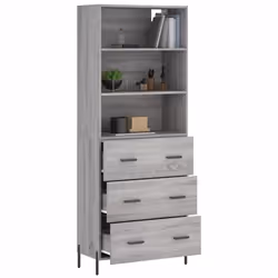 vidaXL Highboard Sideboard Storage Cabinet Home Side Cabinet Engineered Wood - grey sonoma, 3 drawers
