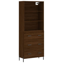 vidaXL Highboard Sideboard Storage Cabinet Home Side Cabinet Engineered Wood - brown oak, 3 drawers