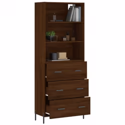 vidaXL Highboard Sideboard Storage Cabinet Home Side Cabinet Engineered Wood - brown oak, 3 drawers