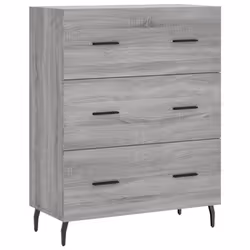 vidaXL Highboard Sideboard Storage Cabinet High Gloss White Engineered Wood - grey sonoma, 3 drawers - Additional view 6