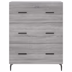 vidaXL Highboard Sideboard Storage Cabinet High Gloss White Engineered Wood - grey sonoma, 3 drawers - Additional view 7