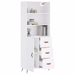 vidaXL Highboard Sideboard Storage Cabinet Cupboard Cabinet Engineered Wood - white, 1 door 3 drawers