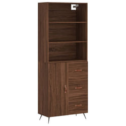 vidaXL Highboard Sideboard Storage Cabinet Cupboard Cabinet Engineered Wood - brown oak, 1 door 3 drawers
