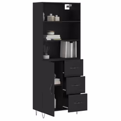 vidaXL Highboard Sideboard Cupboard Side Cabinet Grey Sonoma Engineered Wood - black, 1 door 3 drawers - Additional view 2
