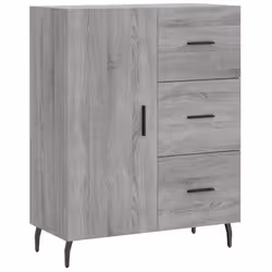 vidaXL Highboard Sideboard Storage Cabinet High Gloss White Engineered Wood - grey sonoma, 1 door 3 drawers - Additional view 6
