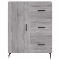 vidaXL Highboard Sideboard Storage Cabinet High Gloss White Engineered Wood - grey sonoma, 1 door 3 drawers - Additional view 7