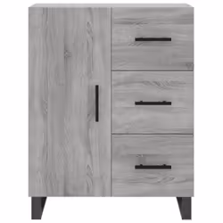 vidaXL Highboard Sideboard Storage Cabinet High Gloss White Engineered Wood - grey sonoma, 1 door 3 drawers - Additional view 7