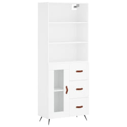 vidaXL Highboard Sideboard Storage Cabinet Cupboard Cabinet Engineered Wood - white, 1 glass door 3 drawers