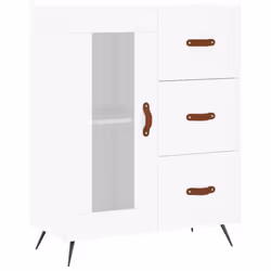 vidaXL Highboard Sideboard Storage Cabinet Cupboard Cabinet Engineered Wood - white, 1 glass door 3 drawers - Additional view 6