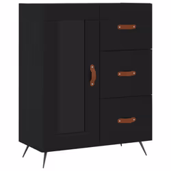 vidaXL Highboard Sideboard Storage Cabinet Cupboard Cabinet Engineered Wood - black, 1 glass door 3 drawers - Additional view 6