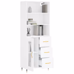 vidaXL Highboard Sideboard Cupboard Storage Cabinet White Engineered Wood