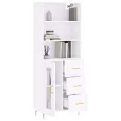 vidaXL Highboard Sideboard Cupboard Storage Cabinet White Engineered Wood