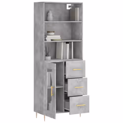 vidaXL Highboard Sideboard Cupboard Side Cabinet Concrete Grey Engineered Wood - Additional view 2
