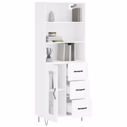 vidaXL Highboard Sideboard Cupboard Side Cabinet Grey Sonoma Engineered Wood - white, 1 glass door 3 drawers - Additional view 2