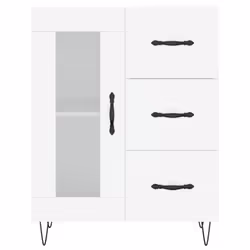 vidaXL Highboard Sideboard Cupboard Side Cabinet Grey Sonoma Engineered Wood - white, 1 glass door 3 drawers - Additional view 7