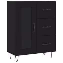 vidaXL Highboard Sideboard Cupboard Side Cabinet Grey Sonoma Engineered Wood - black, 1 glass door 3 drawers - Additional view 6