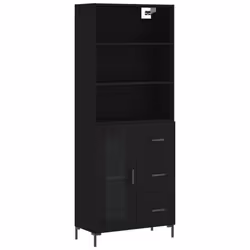 vidaXL Highboard Sideboard Cupboard Storage Cabinet Black Engineered Wood