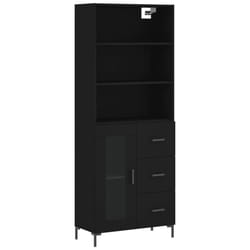 vidaXL Highboard Sideboard Cupboard Storage Cabinet Black Engineered Wood