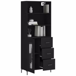 vidaXL Highboard Sideboard Cupboard Storage Cabinet Black Engineered Wood