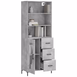 vidaXL Highboard Sideboard Cupboard Side Cabinet Concrete Grey Engineered Wood - Additional view 2
