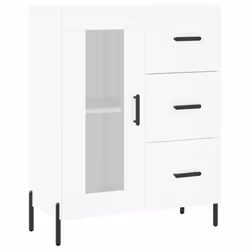 vidaXL Highboard Sideboard Storage Cabinet Home Side Cabinet Engineered Wood - white, 1 glass door 3 drawers - Additional view 6