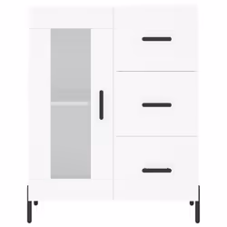 vidaXL Highboard Sideboard Storage Cabinet Home Side Cabinet Engineered Wood - white, 1 glass door 3 drawers - Additional view 7