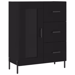 vidaXL Highboard Sideboard Storage Cabinet Home Side Cabinet Engineered Wood - black, 1 glass door 3 drawers - Additional view 6